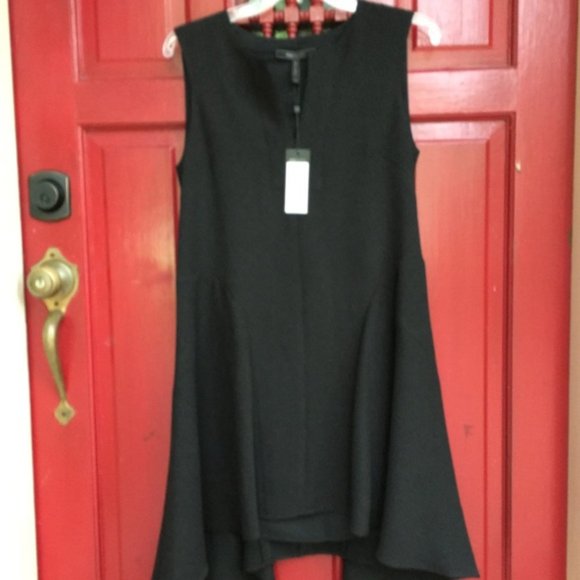 New BCBGMaxAzria Bette jacquard minimalist notch collar boxy high-low mini dress - Picture 10 of 16